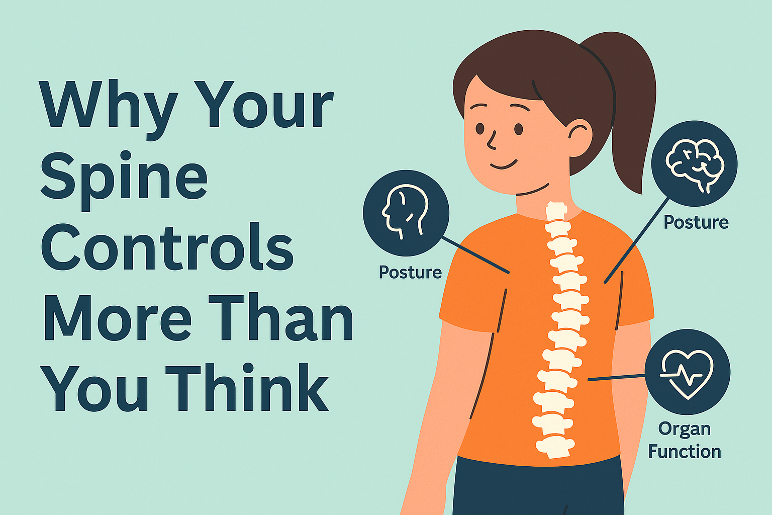 Infographic showing how spine health impacts nerves, posture, organs, and overall wellbeing – by Movement Chiropractic Cheras