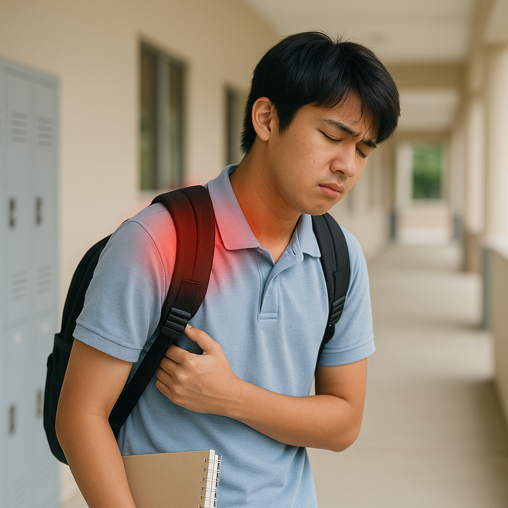 student backpack shoulder neck pain